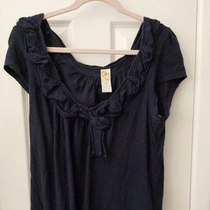Navy Scoop Neck Blouse
